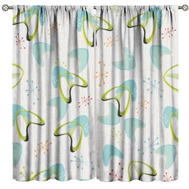 Mid Century Curtains Abstract Vintage Boho Colorful Geometrics Atomic Science Aesthetic Art Window Drapes for Kids Boys Girls Room Bedroom Living Room Office Kitchen 42" W X 45" L