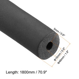 PATIKIL 70.9"L x 5/8"ID x 0.6"T Pipe Insulation Foam Tube, Water Pipe Insulation Tubing Heat Preservation for Plumbing Water AC Pipe Sprinkler Spigot, Black