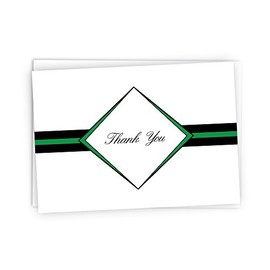 Diamond Thank You Cards - 48 Cards & Envelopes (Green)