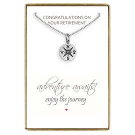 Small Compass Necklace Sterling Silver, Enjoy the Journey Necklace, Adventure Awaits, Retirement Gift Necklace, 18 Inches
