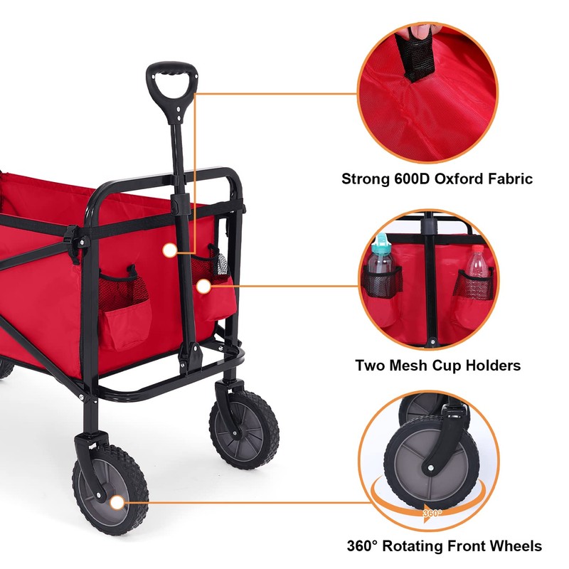 ABCCANOPY Folding Collapsible Utility Wagon Cart Outdoor Garden Shopping Camping