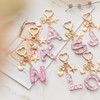 CHUQING Letter L Keychain Pink Initial Keyring Purse Charm for