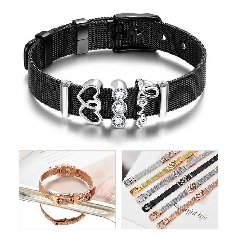 Fashion Simple Stainless Steel Bracelet Women Bangle Heart Shape Pendant