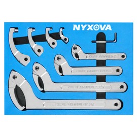 NYXOVA 9pcs Adjustable Pin Spanner Wrench Tool Set, C Pin Spanner Hook Wrench, Spanner Nut Wrench Tools with Changeable Heads for Pipes Heating Cars, Coilover Hook Wrenches, 3/4" to 6-1/10"