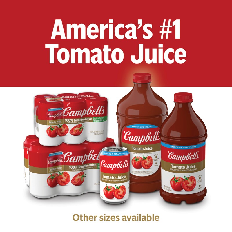 Campbell's 100% Tomato Juice, 5.5 fl oz Can (6 Pack)