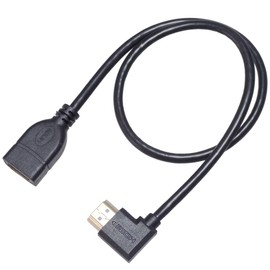 KAUMO HDMI Cable, Right Angle, Right Angle, Extend, 19.7 inches (50 cm), Male/Female, High Speed, 2K, 4K, 3D, High Speed, Compatible with Ethernet Gold Plated Terminals