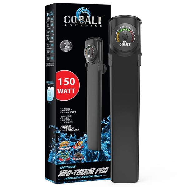 Cobalt Aquatics Neo-Therm Pro Aquarium Heater (150 watt), Fully-Submersible Freshwater, Saltwater, Thermostat, Thermometer, Shatterproof