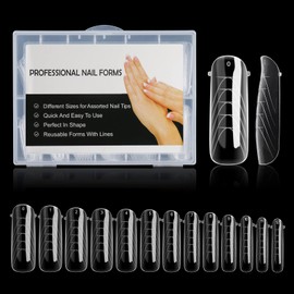 BNG Dual Nail Forms For Gel Builder 130 Pcs Dual Forms Upgraded Style, Professional Polymer Gel Nails Extension Mold Full Cover Acrylic Nail Molds Quick Building