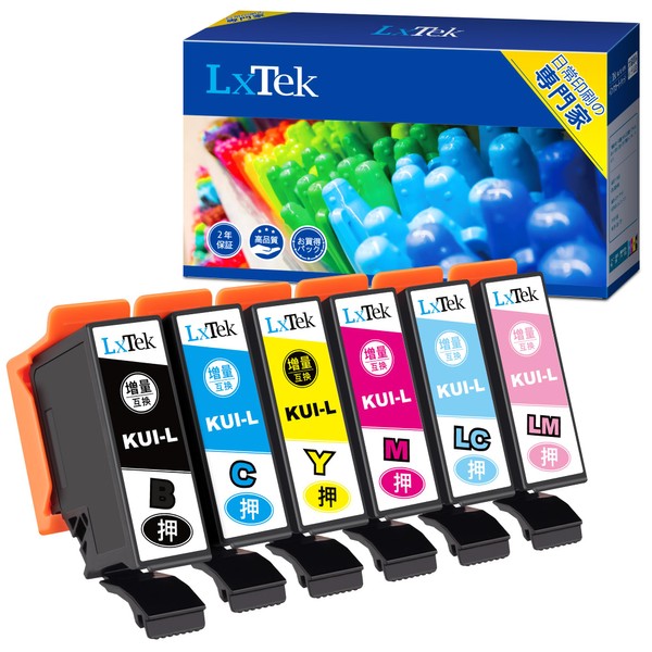 LxTek KUI-6CL-L Compatible Ink Cartridges for Epson (Epson), KUI Anemone Fish Ink, 6 Color Set, High Capacity, Instruction Manual, Remaining Indication, Individual Packaging, EP-880AW, EP-880AN,