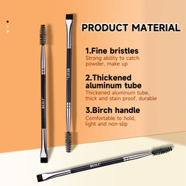 BEILI Double Brush Set Eyeliner Brush Flat Eye Brush Makeup Brush Eyebrow Eyebrow Eyeshadow Vegan Fiber