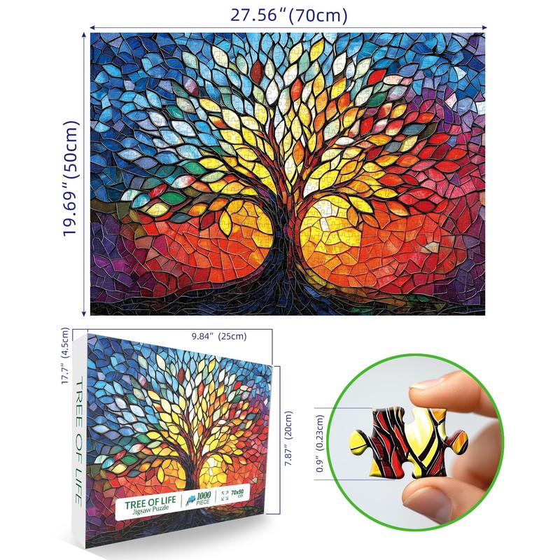 Puzzles for Adults 1000 Pieces Stained Glass Tree of Life