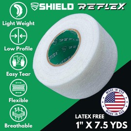 Shield Reflex | Stretch 1 Inch Athletic Tape, Tear by Hand, Made in USA, Thin, Flexible, Finger Tape, Elastic Sports Tape 12 Pack (Raven Black)