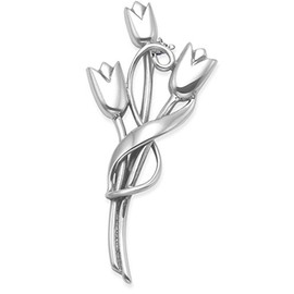 Sterling Silver Rennie Mackintosh Tulip Brooch Available in 2 Sizes - Gift Boxed. Please Choose Size 36mm or 47mm - 9108