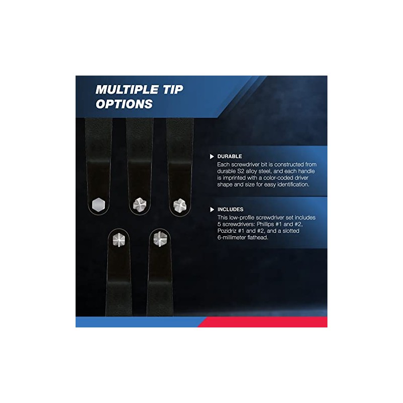 NEIKO 01323A Ultra Low Profile Offset Screwdriver Set | 5-Piece