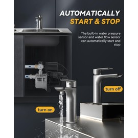 Hanchen 2-IN-1 Water Pressure Booster Pump System for Home with Pressure Tank Automatic, 1050 GPH Self-Priming Shallow Well Jet Pump 110V with Water Flow Switch Water Pressure Switch