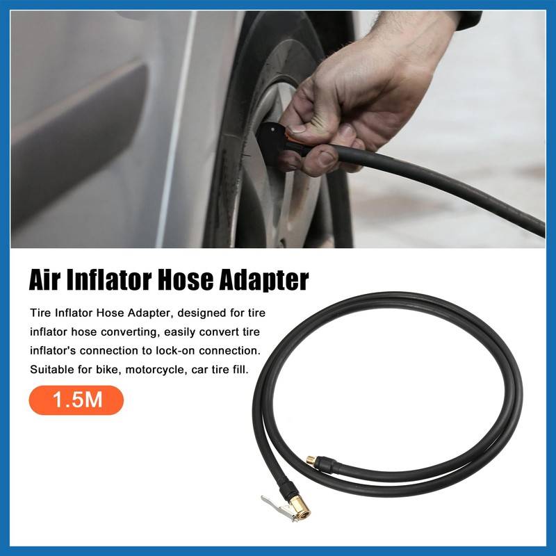 A ABSOPRO 1.5m Car Tire Inflator Extension Hose Chuck Adapter