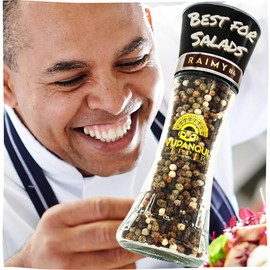RAIMY Rainbow Peppercorns Whole Rainbow in a 3.5oz Refillable Peppercorn Grinder for Kitchen -Genuine Yupanqui Peppercorn Medley of 7 Gourmet Peppercorns for Grinder