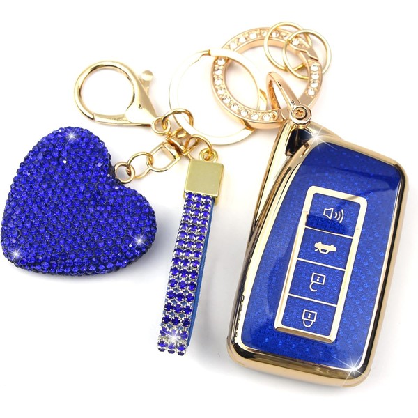 YIKECASE Key Fob Cover with Diamond Keychain Compatible with Lexus