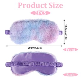 Piriuuo Piriuuo 2 Pcs Plush Sleeping Eye Mask, Soft Furry Eye Cover Comfortable Sleeping Blindfold with Elastic Strap Rainbow Color Sleep Mask Faux Fur Eye Shade for Adults Kids Travel Nap Sleeping (Color1)