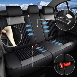 Car Seat Covers Full Set Fit for Honda HR-V 2016-2024 2025 Ice Silk Leather Breathable Waterproof All Weather Automotive HRV Cushion Protector Compatible with Airbag (5 seat,Black&Dark Grey)