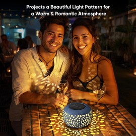 NFEVER NFEVER Solar Lanterns Outdoor Waterproof: 2 Pack White Hollow Out Metal Solar Lights - 2 Lighting Colors Outside Garden Yard Porch Indoor Tabletop Retro Decorations - Unique Gifts for Women Mom Wife