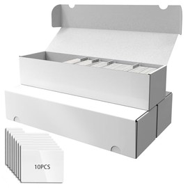 Caja de almacenamiento para tarjetas de intercambio, Caja de almacenamiento para tarjetas laminadas con divisores, 1100 cajas de cartón blanco para almacenamiento de Mtg/TCG/Magic/tarjetas deportivas