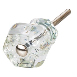 Depression Era Hexagonal Clear Glass Drawer Knob | Diameter: 1 1/4" | Handle for Antique Cabinet Door, Dresser Drawer, Desk | Reproduction Furniture Hardware | UA-963-CL