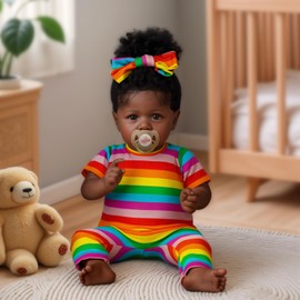 JIZHI JIZHI Reborn Baby Dolls Black with Lifelike Soft Body African American Realistic-Newborn Girl Doll 22 Inch Best Birthday Gift Set and Toy Accessories Gift for Kids Age 3