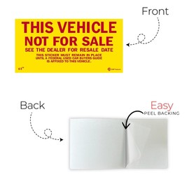 This Vehicle is Not for Sale Car Dealer Stickers | 100 pack | Shrink Wrapped | Yellow and Red Lettering