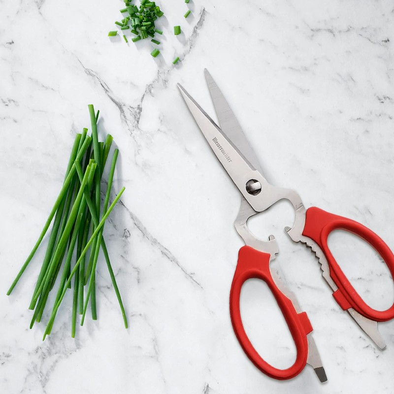 Messermeister 8-Inch Take-Apart Kitchen Scissors, Red - Includes Screwdriver, Nut
