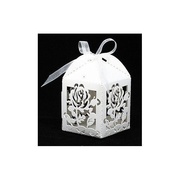 Rose Diecut Decorative Favor Boxes(White) (12pcs)