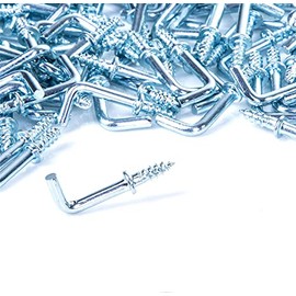 SISI UK Small 13mm Dresser Hooks Screw in Dresser Hooks Cup Hook L Shape Hanging Hanger Cup Hangers L Screw Hooks for Hanging Party Celebration Light Strings Pack of 50.