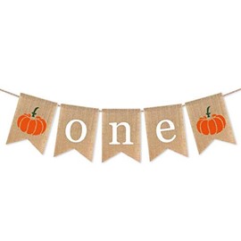 SWYOUN Jute Burlap Pumpkin One Banner Boy Girl 1st Birthday Party Highchair Supplies