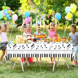 3 Pieces Music Theme Tablecloth 54x 108 Inches,Disposable Music Social Media Themed Musical Table Cover for Kids and Baby Showers Musical Notes Birthday Party Decorations