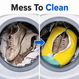 2pcs Shoe Washing Machine Bag – Protective Laundry Bag with Fluffy Cleaning Fibers