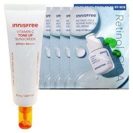 Innisfree Vitamin C Blemish Tone-Up Sun Cream 50mL+Retinol Cica Trace Ampoule Gel Mask (23mL) 5 sheets / 이니스프리 비타민C 잡티 톤업 선크림 50mL+레티놀 시카 흔적 앰플 겔 마스크 (23mL) 5매