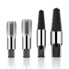 zhihu Screw Extractor, Pipe Tap, Set of 4, 1/2" 3/4", High Carbon Steel, Durable Pipe Tap, Screw Extractor, Reverse Tap for Pipe, Broken Screw, Threading Pipe Tap Set, Pipe Threading Tool, For