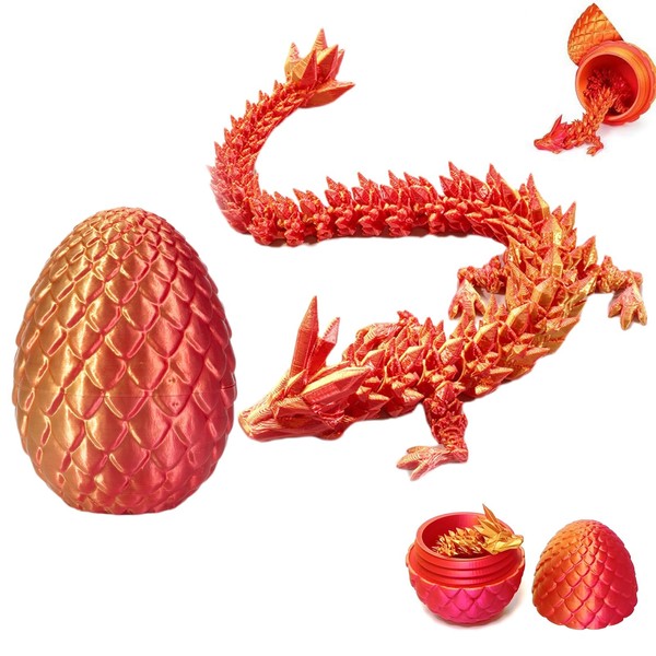 30cm 3D Printed Dragon, Flexible 13cm Joints 3D Dragon Eggs