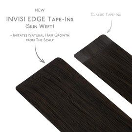 WENNALIFE Invisi Edge Tape in Hair Extensions Human Hair, 20 Inch 50g 20pcs Dark Brown Invisible Luxury Remy Hair Extensions Natural Seamless Injected Tape Ins Straight Extensiones De Cabello Humano