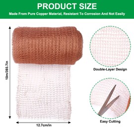 Kupferdraht gegen Schnecken, 12,7 cm x 10 m 100% Reines Kupfernetz, Doppelschicht Schneckenzaun Metall, Schneidbares Hochbeet Schneckenschutz zum Bauen von Löchern, Pflanzenschutz für Haus und Garten