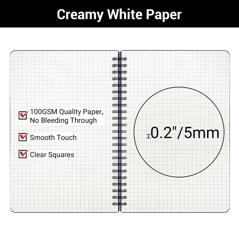 Yarotm Notebook A5 Squared - Pack of 2 Spiral Bound