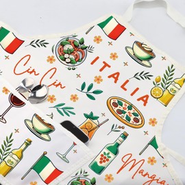 JXGZSO Italy Cin Cin Mangia Kitchen Apron Rome Vacation Gift City Tourist Merchandise Rome Chef Apron (CA Italy Apron)