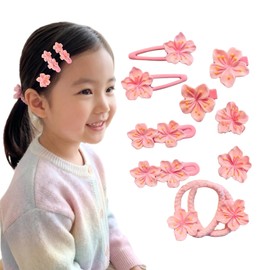 WENJESO 10pcs Kids Hair Accessories for Girls Dopamine Flower Bangs Baby Hair Securing Side Clip BB Duck Mouth Single Clip with Hair Bow-pk