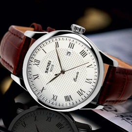SKMEI -Watch SKMEI, Brown+Silver, Classic, vintage