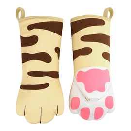Oven Mitts Kitten Cat Paw Design Heat Resistant Oven Gloves Thick Cotton Lining Cooking Baking Potholder Gloves Microwave Gloves BBQ Grilling Kitchen Tool Home Decor (Cat Paw)