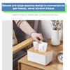 Napkin Case, Removable Bamboo/Wood Cover Plastic Tissue Box Holder Storage