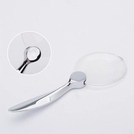 Handheld Reading Magnifier 2.5X/5X Round Rimless Lens Magnifying Glass with Zinc Alloy Non-Slip Handle for Newspaper Reading Books Hobbies Learning Repairing Observation Portable Magnifying Loupe