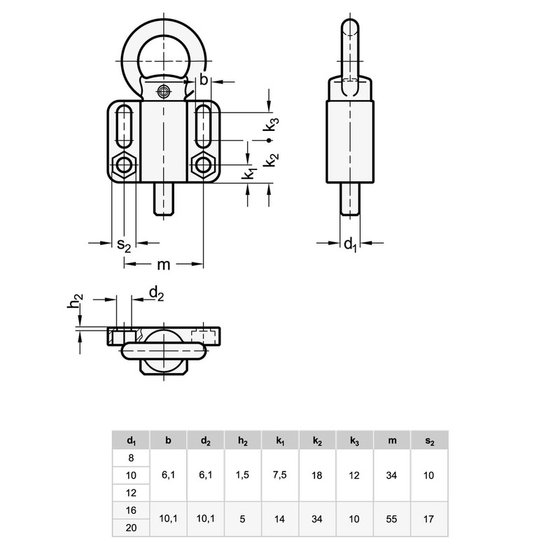 Ganter Normelemente Locking Bolt with Pull Ring for Screwing On