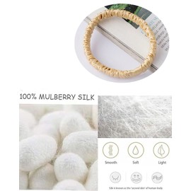 Silk Scrunchies for hair, HapHeara Small Hair Scrunchies 5 Pack, 100% Pure Mulberry Silk Hair Ties Bands for Women,Girls,Thick Curly Hair No Crease Soft Less Pulling-2Black, Apricot, Champagne, Blue