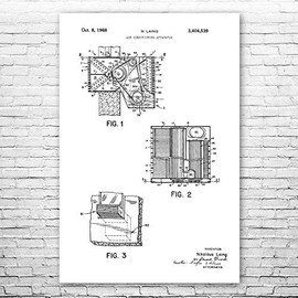 Air Conditioner Poster Print, Hvac Technician, Contractor Gift, Office Decor, Ac Mechanic Gift, Repair Shop Art Black & White (5 inch x 7 inch)